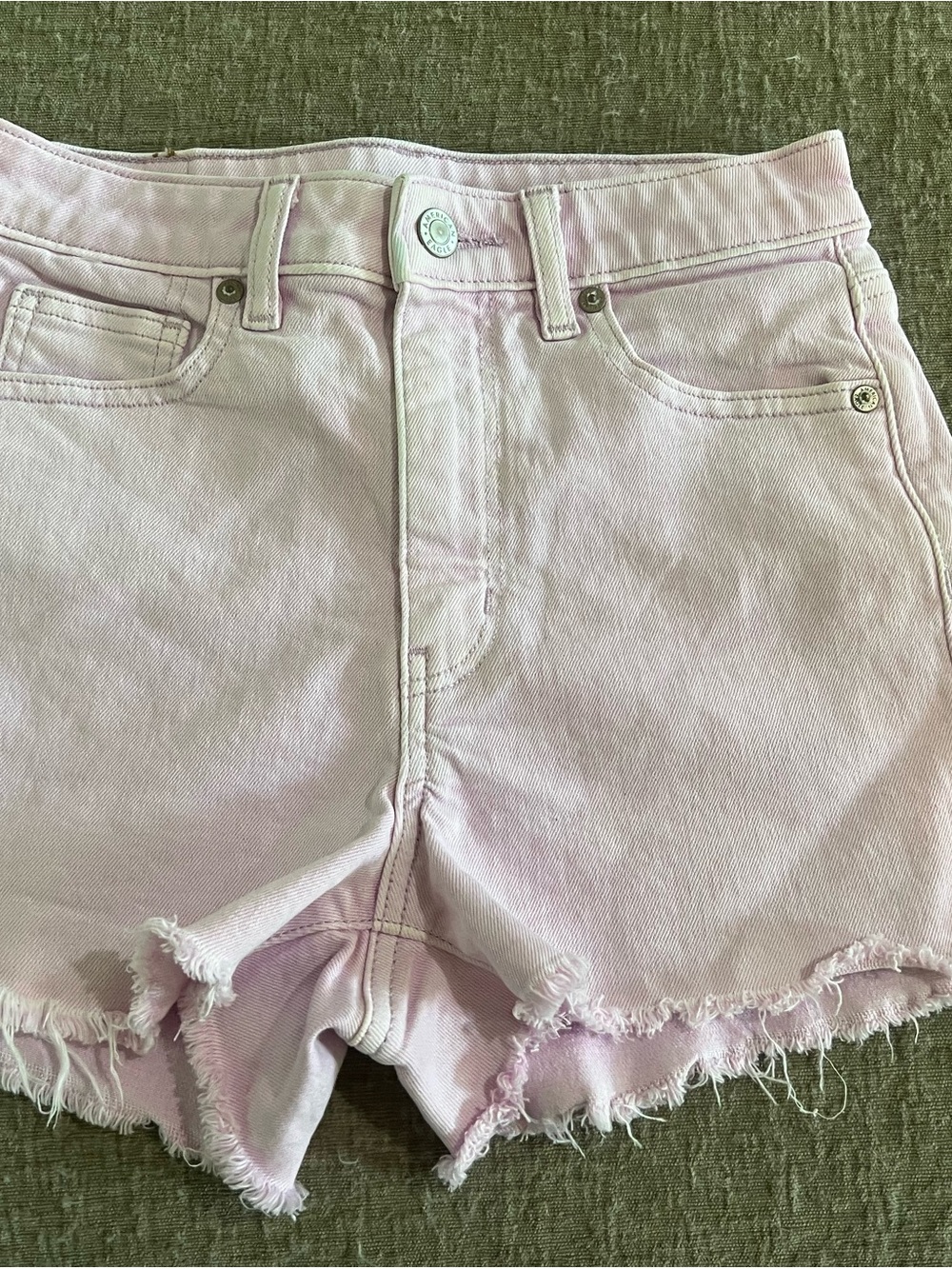American Eagle Outfitters High Rise Light Pink Frayed Hem Shorts Size 00
